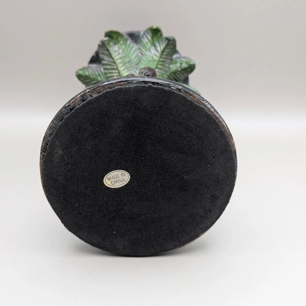 Vintage Style Monkey Palm Tree‎ Coconuts Pillar Candle Stands Holders - Set of 2